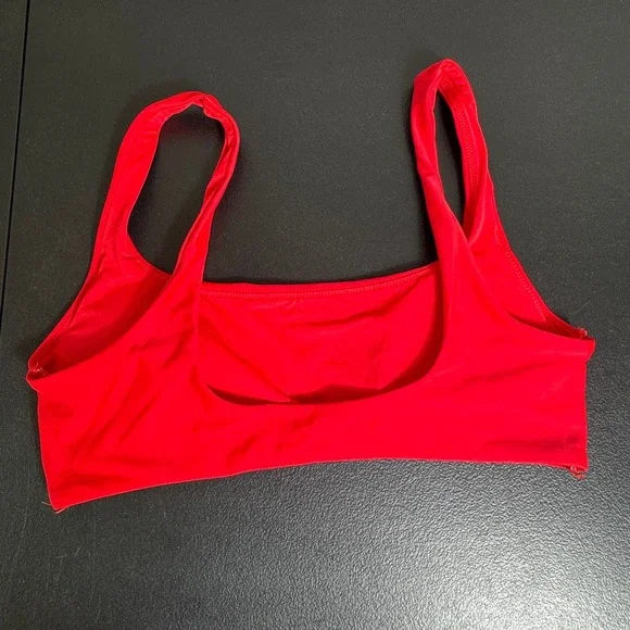 Aerie Womens Red Scoop Neck Bikini Top Wide Straps Size Large 5748-1293-350 - Picture 2 of 7